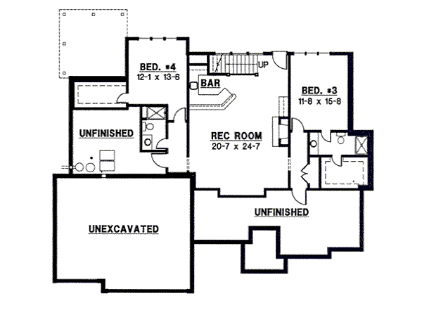 Floor Plan - Lower Floor for Traditional House Plan #67-835 - 4 bed, 4 bath