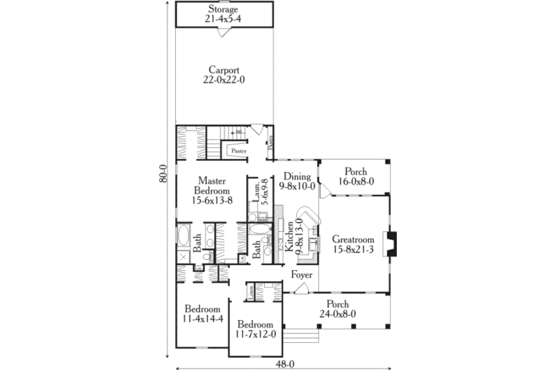 Dream House Plan - Floor Plan - Main Floor for Traditional House Plan #406-281 - 3 bed, 2 bath