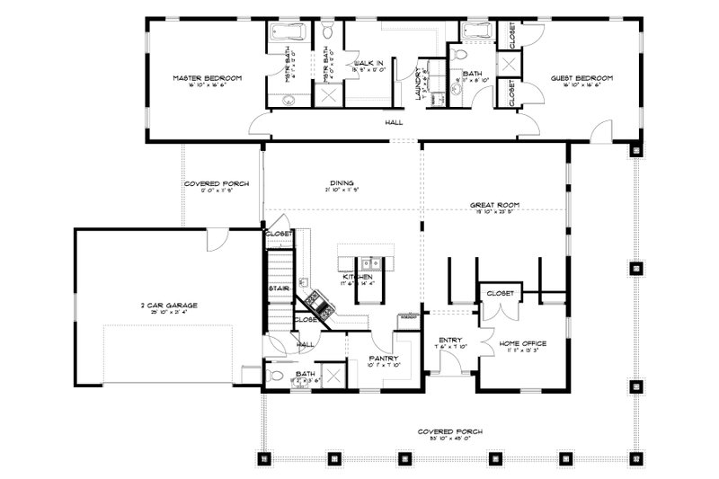 House Plan Design - Floor Plan - Main Floor for Craftsman House Plan #1060-70 - 5 bed, 2.5 bath