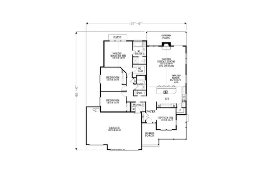 Floor Plan - Main Floor for Craftsman House Plan #53-558 - 3 bed, 2.5 bath