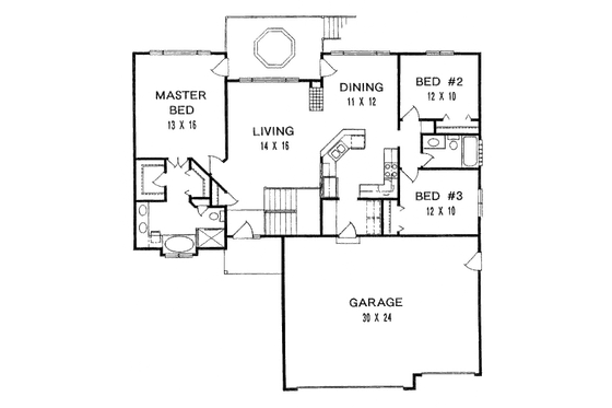 Floor Plan - Main Floor for Traditional House Plan #58-136 - 3 bed, 2 bath
