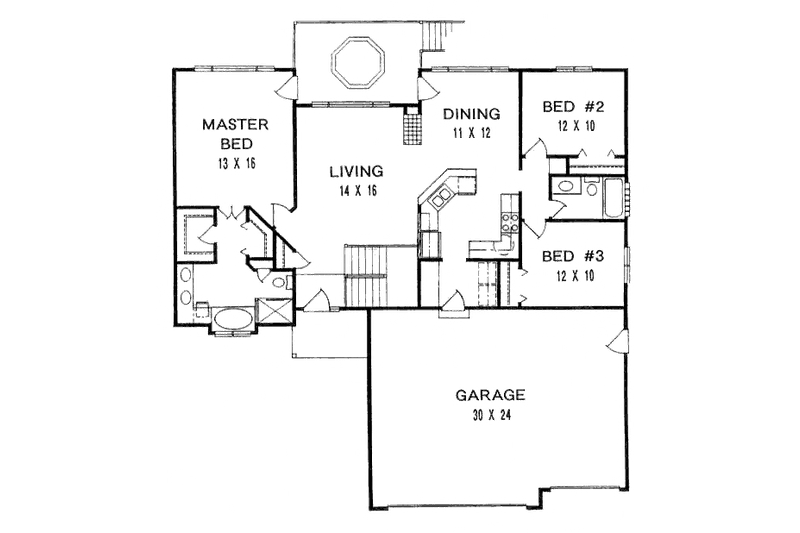 Home Plan - Floor Plan - Main Floor for Traditional House Plan #58-136 - 3 bed, 2 bath