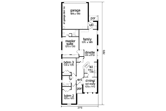 Floor Plan - Main Floor for Traditional House Plan #84-305 - 3 bed, 2 bath