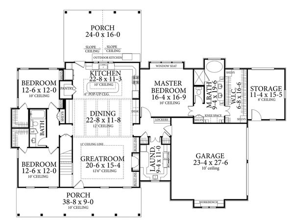 Architectural House Design - Farmhouse Floor Plan - Main Floor Plan #406-9653