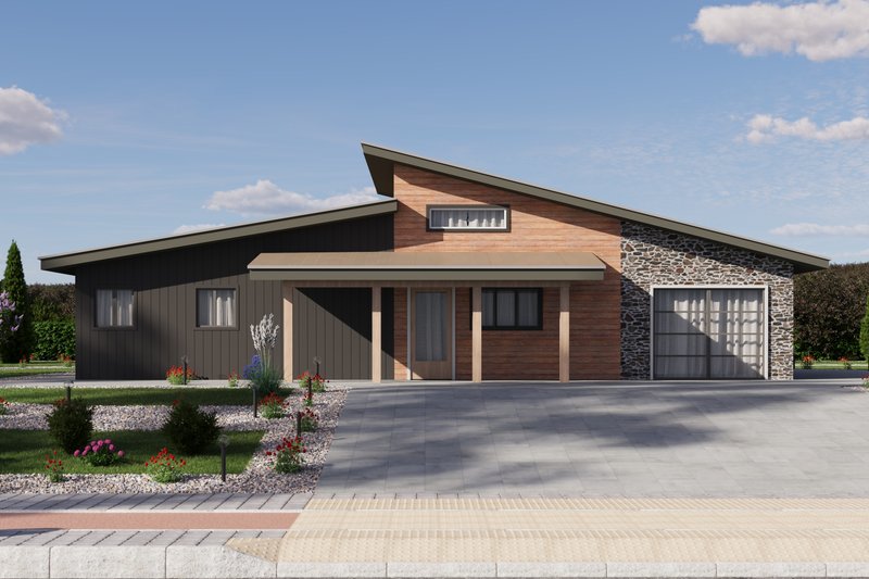 Dream House Plan - Exterior - Front Elevation 5 for Modern House Plan #1106-176 - 2 bed, 1 bath