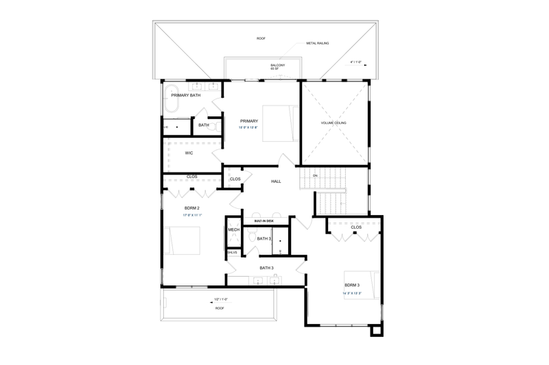 Home Plan - Floor Plan - Upper Floor for Contemporary House Plan #1129-10 - 4 bed, 3 bath