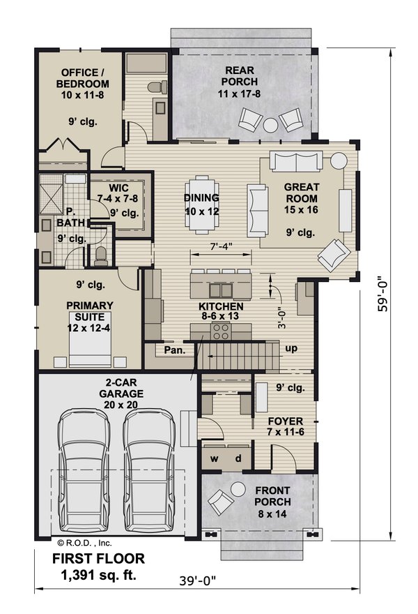 Bungalow Floor Plan - Main Floor Plan #51-1296