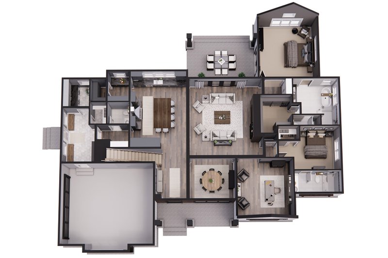 House Design - Floor Plan - Main Floor 1 for Farmhouse House Plan #51-1222 - 4 bed, 3.5 bath