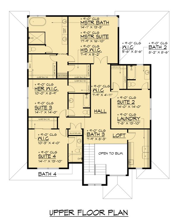 Contemporary Floor Plan - Upper Floor Plan #1066-283