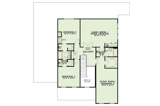 Floor Plan - Upper Floor for Colonial House Plan #17-2860 - 4 bed, 3 bath