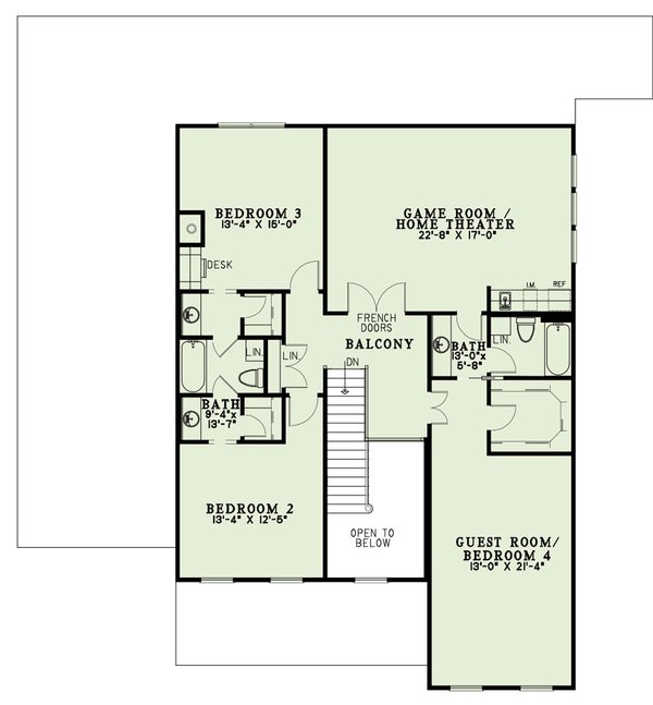 Home Plan - Colonial Floor Plan - Upper Floor Plan #17-2860