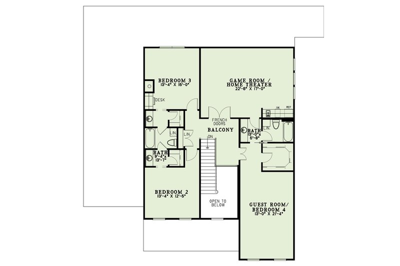 Home Plan - Floor Plan - Upper Floor for Colonial House Plan #17-2860 - 4 bed, 3 bath