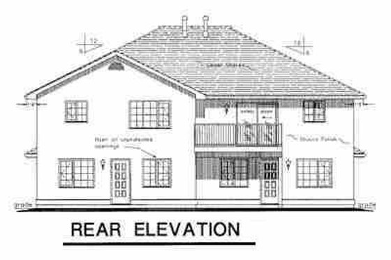 Exterior - Rear Elevation for European House Plan #18-246 - 3 bed, 2 bath