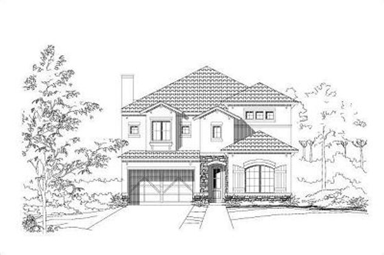 Exterior - Front Elevation for European House Plan #411-728 - 3 bed, 3.5 bath