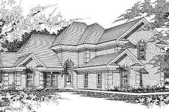 Exterior - Front Elevation for European House Plan #329-280 - 4 bed, 2.5 bath