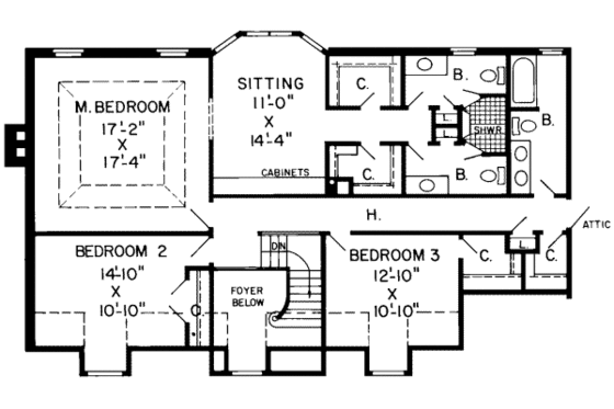 Floor Plan - Upper Floor for Country House Plan #312-213 - 3 bed, 2.5 bath