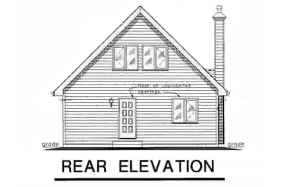 Exterior - Rear Elevation for Cabin House Plan #18-230 - 2 bed, 1 bath