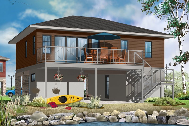 Architectural House Design - Exterior - Rear Elevation 1 for Contemporary House Plan #23-2591 - 2 bed, 1 bath