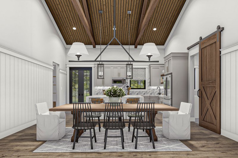 Dream House Plan - Interior - Dining Room 1 for Barndominium House Plan #455-552 - 1 bed, 1.5 bath