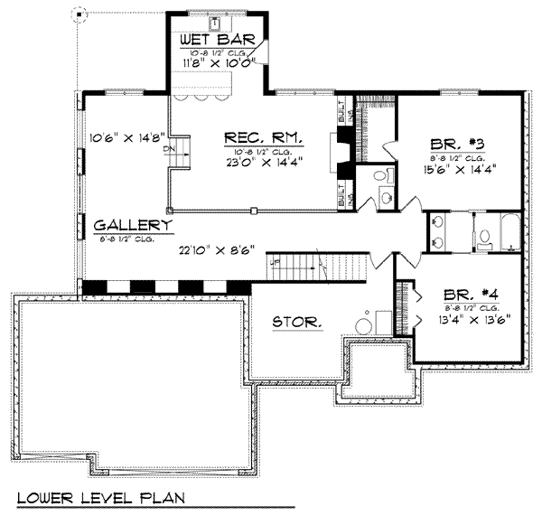 European Floor Plan - Lower Floor Plan #70-816