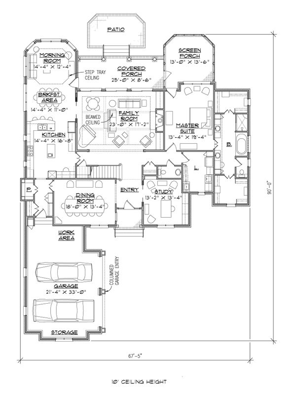 House Design - Colonial Floor Plan - Main Floor Plan #1054-27
