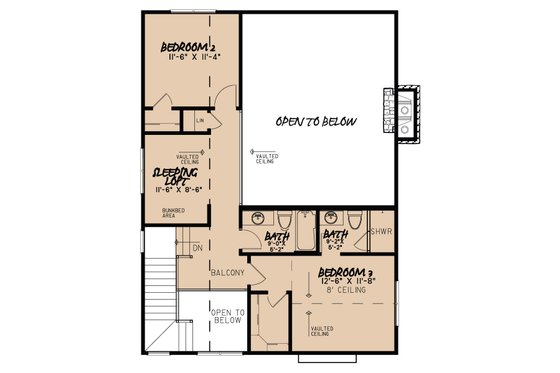 Floor Plan - Upper Floor for Country House Plan #17-3380 - 3 bed, 4.5 bath