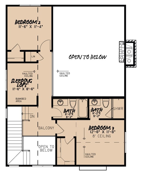 Country Floor Plan - Upper Floor Plan #17-3380