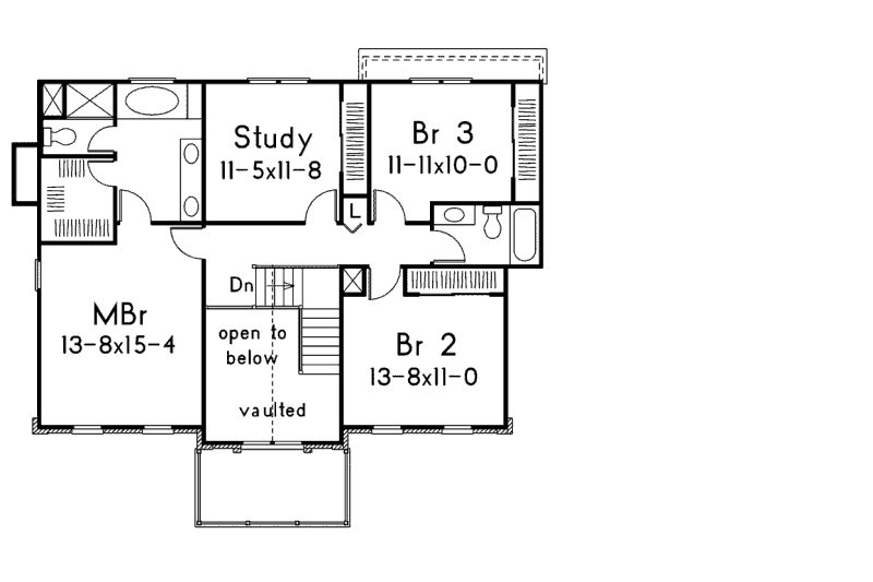 Dream House Plan - Floor Plan - Upper Floor for Classical House Plan #57-106 - 3 bed, 2.5 bath