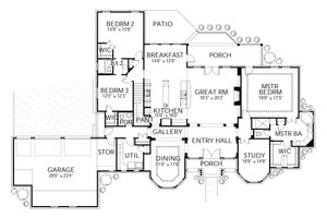 Floor Plan - Main Floor for European House Plan #80-192 - 3 bed, 3.5 bath