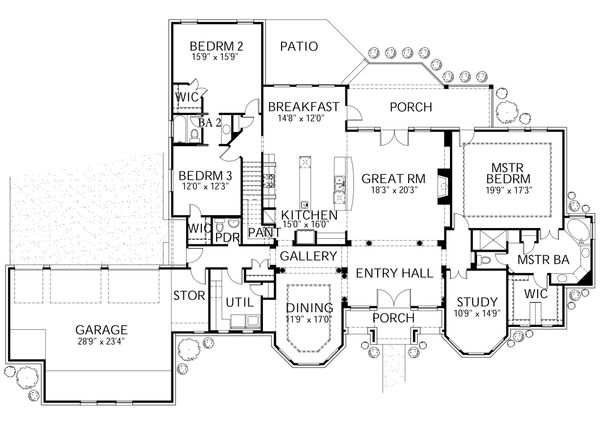 Architectural House Design - European Floor Plan - Main Floor Plan #80-192