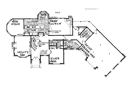 Floor Plan - Main Floor for Tudor House Plan #47-199 - 4 bed, 3 bath
