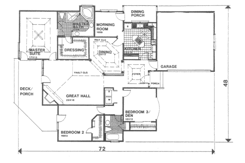 Dream House Plan - Floor Plan - Main Floor for Craftsman House Plan #30-173 - 3 bed, 2 bath