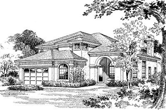Exterior - Front Elevation for Mediterranean House Plan #417-342 - 4 bed, 3.5 bath