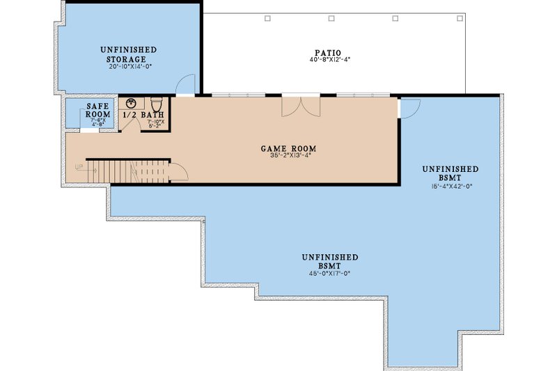 House Blueprint - Floor Plan - Lower Floor for Farmhouse House Plan #923-424 - 4 bed, 2.5 bath