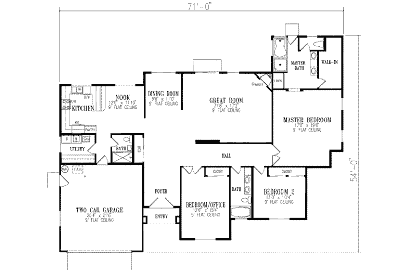 Dream House Plan - Floor Plan - Main Floor for Adobe / Southwestern House Plan #1-528 - 3 bed, 3 bath