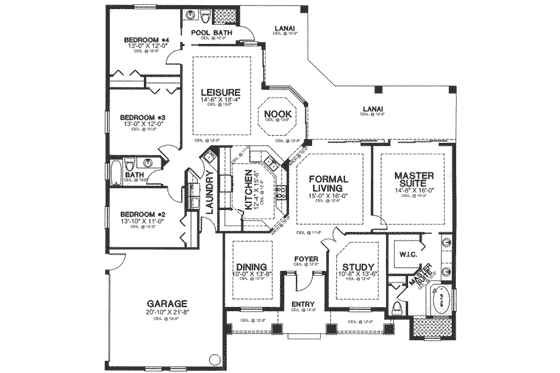 Floor Plan - Main Floor for Mediterranean House Plan #115-192 - 4 bed, 3 bath