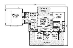 Floor Plan - Main Floor for Farmhouse House Plan #513-2184 - 4 bed, 3 bath