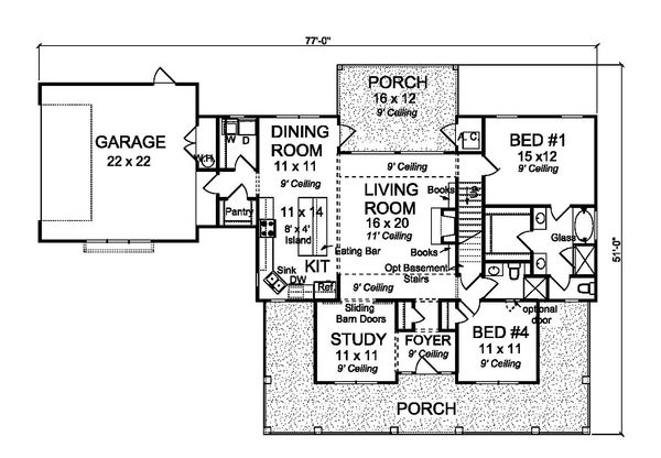 Farmhouse Floor Plan - Main Floor Plan #513-2184
