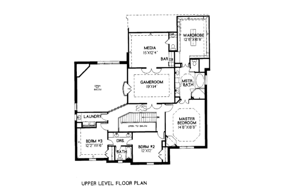 Floor Plan - Upper Floor for European House Plan #141-306 - 4 bed, 3.5 bath