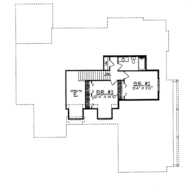 Traditional Floor Plan - Upper Floor Plan #70-382