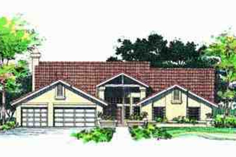 House Blueprint - Adobe / Southwestern Exterior - Front Elevation Plan #72-217