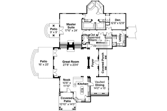 Floor Plan - Main Floor for Traditional House Plan #124-421 - 3 bed, 4.5 bath