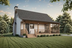 Exterior - Rear Elevation for Farmhouse House Plan #21-592 - 3 bed, 2 bath