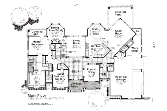 Floor Plan - Main Floor for European House Plan #310-645 - 4 bed, 3.5 bath