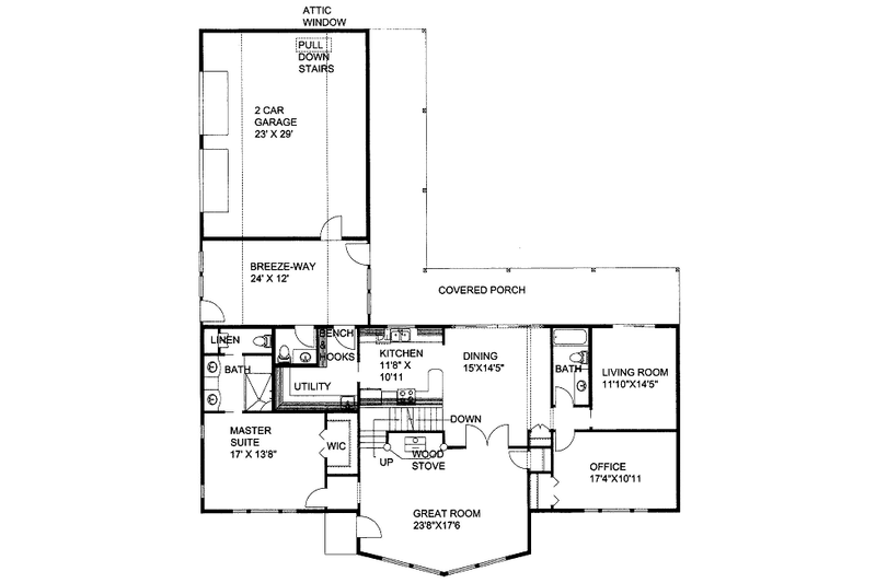 Architectural House Design - Floor Plan - Main Floor for Bungalow House Plan #117-669 - 4 bed, 3.5 bath