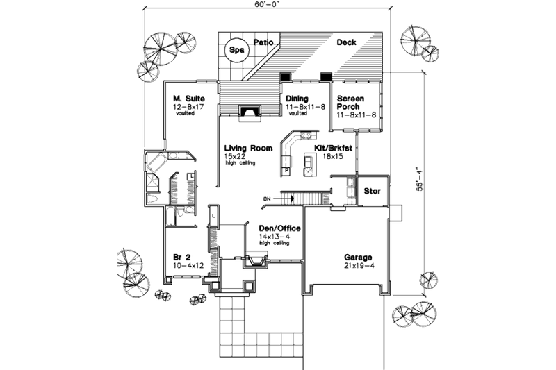 House Blueprint - Floor Plan - Main Floor for Traditional House Plan #320-375 - 2 bed, 2 bath