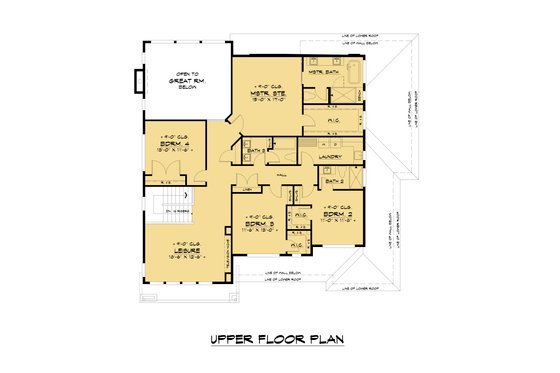 Floor Plan - Upper Floor for Modern House Plan #1066-134 - 4 bed, 3.5 bath