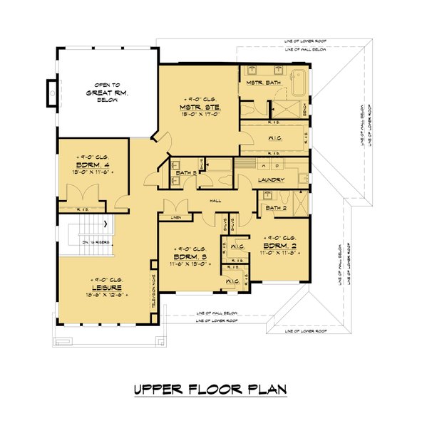 Modern Floor Plan - Upper Floor Plan #1066-134