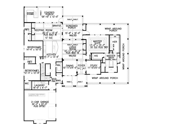 House Blueprint - Floor Plan - Main Floor for Traditional House Plan #54-427 - 5 bed, 4.5 bath