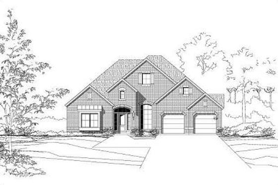 Exterior - Front Elevation for European House Plan #411-277 - 3 bed, 2 bath